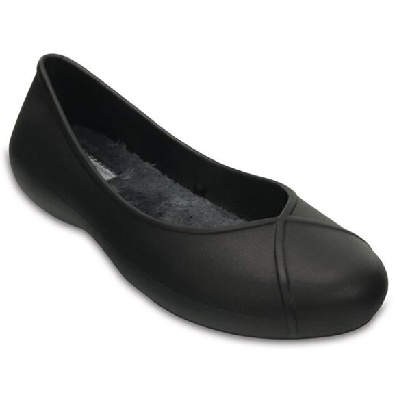 Crocs Olivia II Shoes Faux-Fur Lined Ballet Flat Dual Comfort Blue Slip-on 8 - Picture 9 of 9